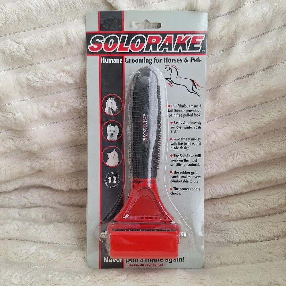 SOLORAKE Humane Groomer for Horses and Pets Grooming Rake Dog Cat Undercoat- New